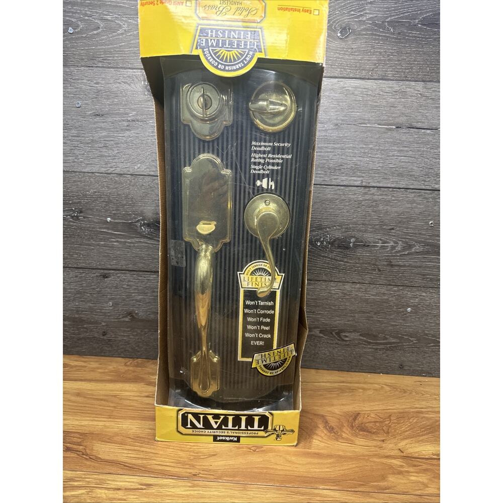Kwikset Titan Arlington Single Cylinder Handleset Polished Brass LH Door USA~NEW
